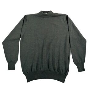 VTG Bernini Signature Mock Neck Sweater Mens Merino Wool Olive sz‎ XL